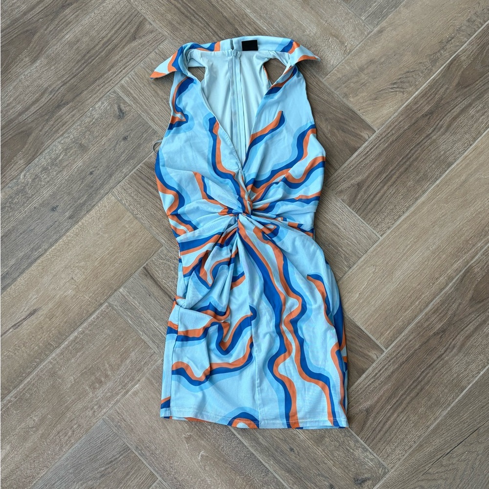 Stylish Blue and Orange Women's Dress